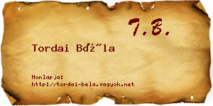 Tordai Béla névjegykártya